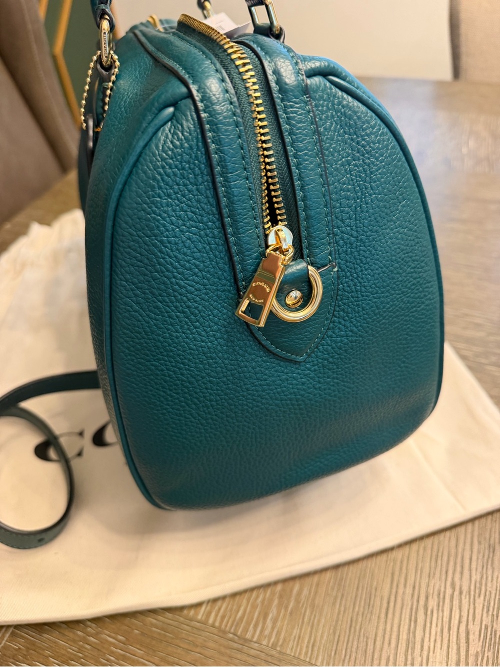 AUTHENTIC BNWT Coach Large Emerald Rowan - Includes Dust Bag - Picture 5 of 7